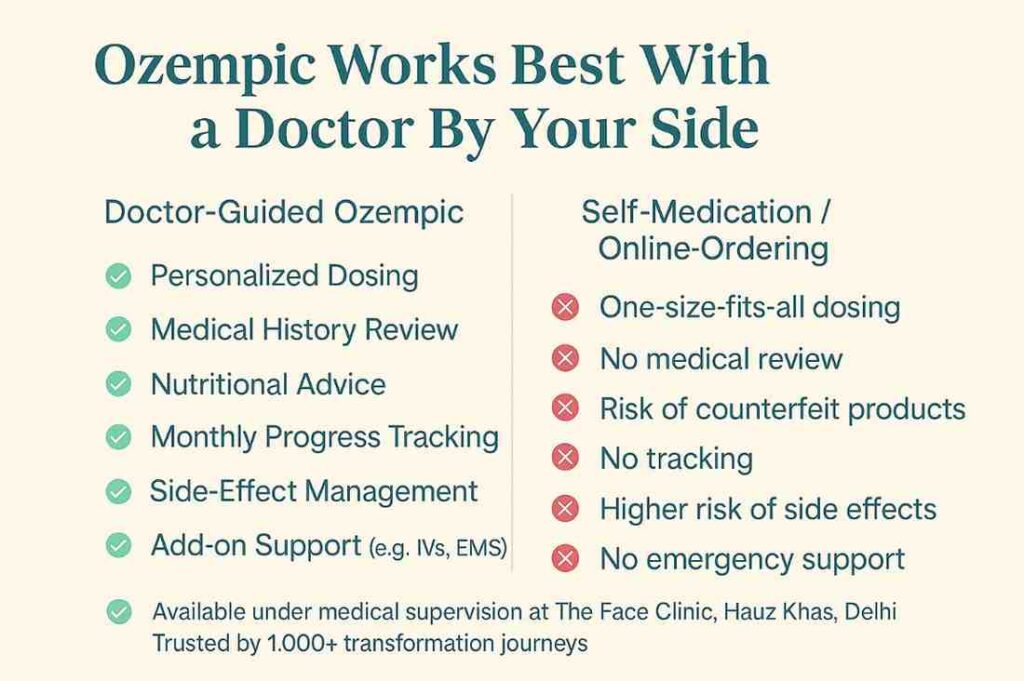 Hi! Thank you for your query regarding weight loss treatment. At the Face Clinic, we we provide a comprehensive weight loss protocol curated by Dr Reema Arora following a detailed consultation. Based on your evaluation, she will design a personalized treatment plan that may include clinically proven modalities—to ensure safe, effective and sustainable results. If visiting the clinic isn’t feasible, you’re welcome to opt for an online consultation with Dr Reema, where she’ll conduct a full assessment and map out your treatment journey. Once your consultation is complete, we’ll share the specifics of your customized plan, including cost, recommended dosage and other protocols. Let us know if you’d like assistance with booking your consultation —online or in-clinic—or if we can provide any further information. Best Regards The Face Clinic https://drreemaarora.com/non-surgical-weight-loss-delhi-india/